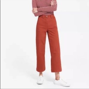 EVERLANE Red / Rust Cropped Wide Leg High-Rise Pants Women's Size 8 Waist 30"
